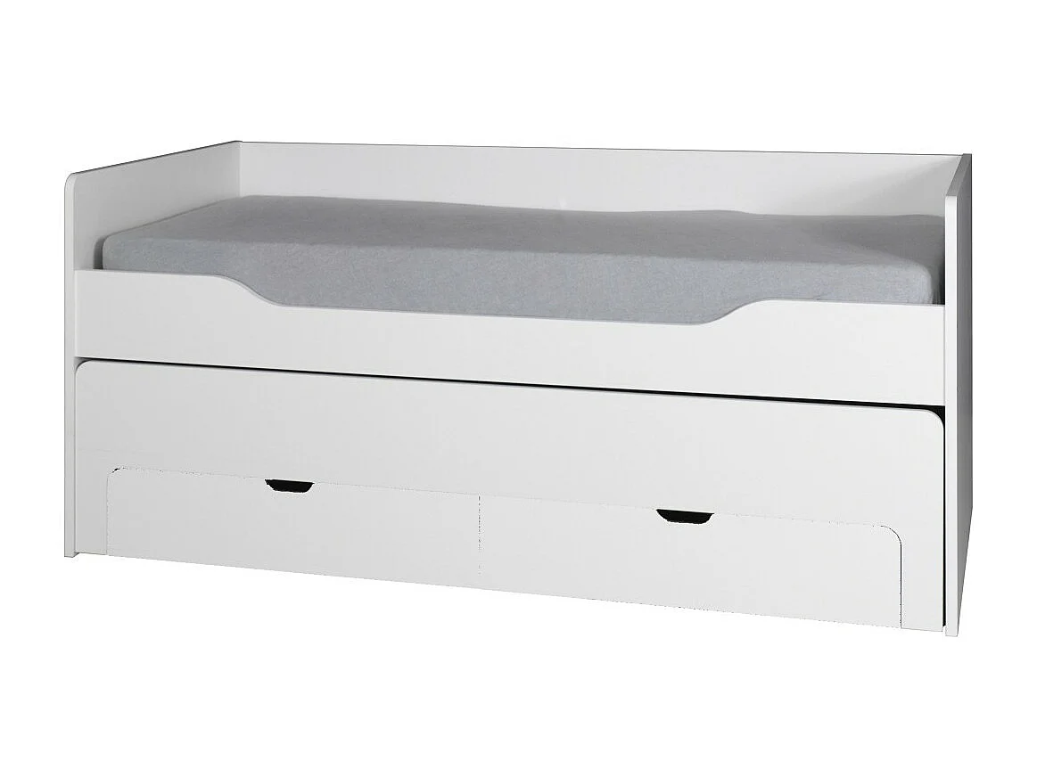 Cama nido con cajones 90x200 colección RICCO - Color blanco alpino, ideal para su hijo y su habitación.