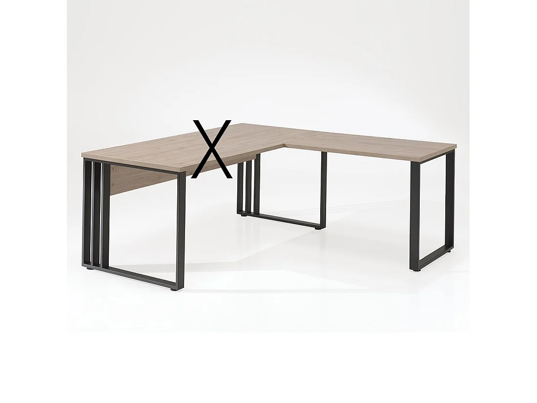 Retour de bureau YUKON – Chêne clair et pieds noirs – Design moderne 100 cm