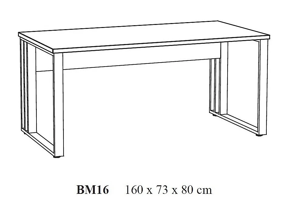 Professioneller Schreibtisch 160cm in hellem Eichenfarbton und Schwarz, Kollektion YUKON