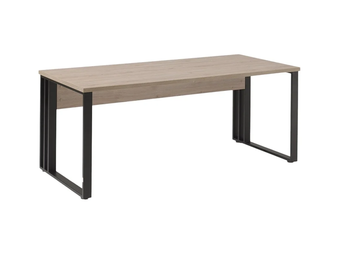 Bureau professionnel YUKON – 160 cm chêne clair et noir – Plateau large et pieds métalliques