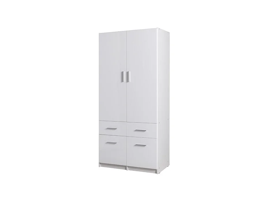 Armoire FLEX – Blanc brillant – 92×198×54 cm – Design moderne