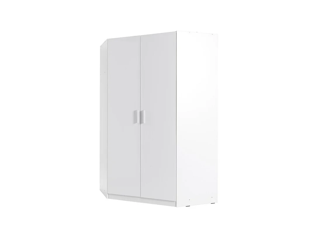 Armoire d'angle 2 portes FLEX – Blanc brillant – Design moderne gain de place