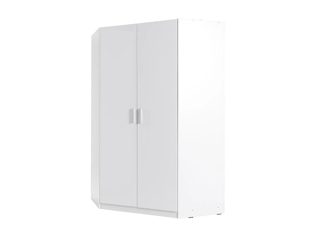 Armoire d'angle 2 portes FLEX – Blanc brillant – Design moderne gain de place
