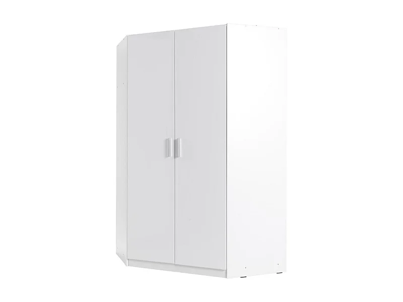 Armoire d'angle 2 portes FLEX – Blanc brillant – Design moderne gain de place