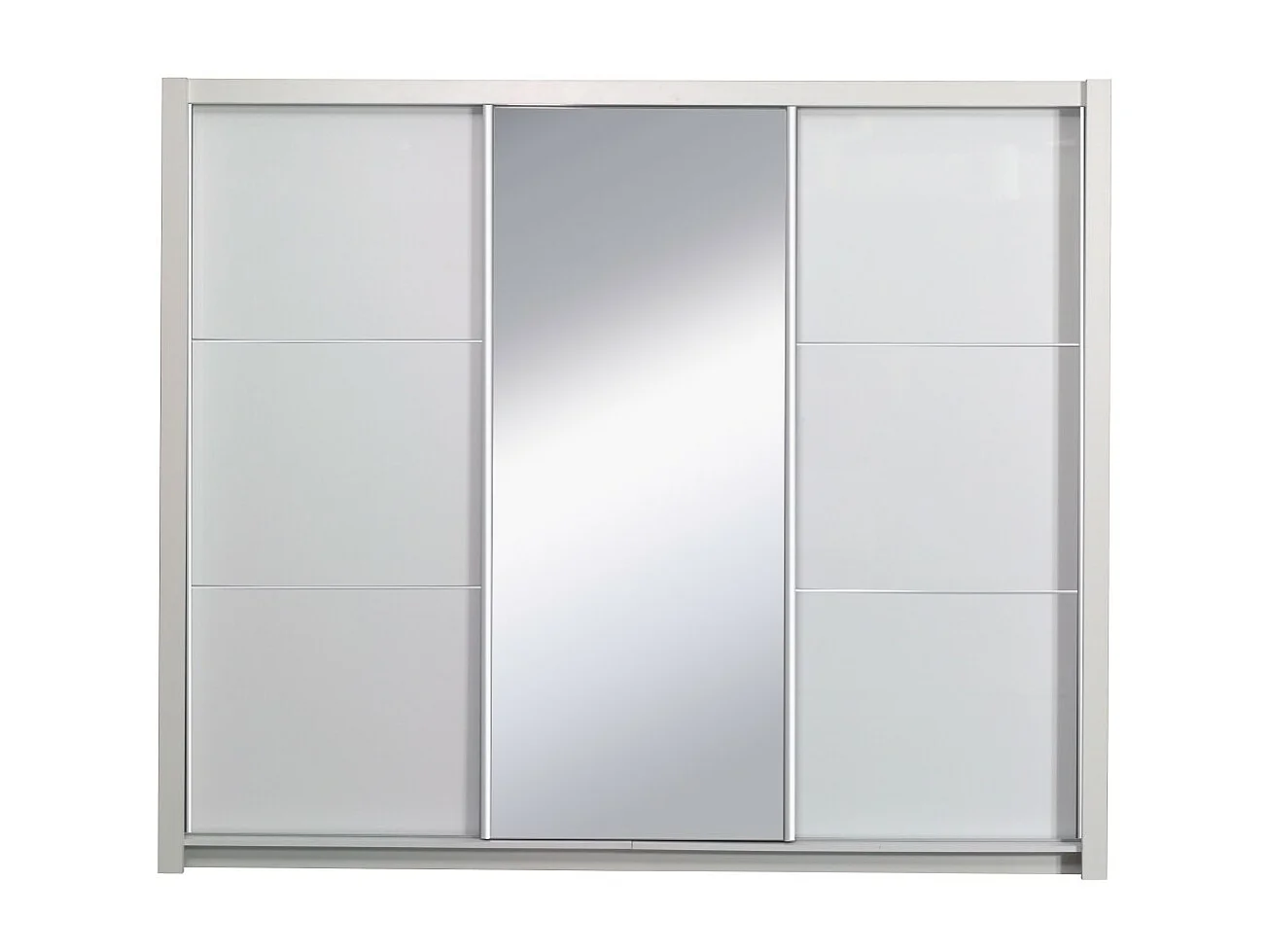 Armadio, guardaroba SENA 208 cm con due porte e specchio, cabina armadio completa con appendiabiti e scaffali, bianco lucido