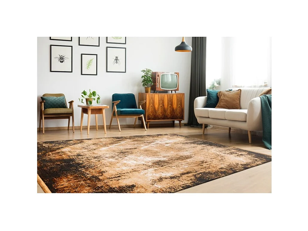 Tappeto 170x120cm, design E409E colore dorato - Comfort ed eleganza per il tuo interno.