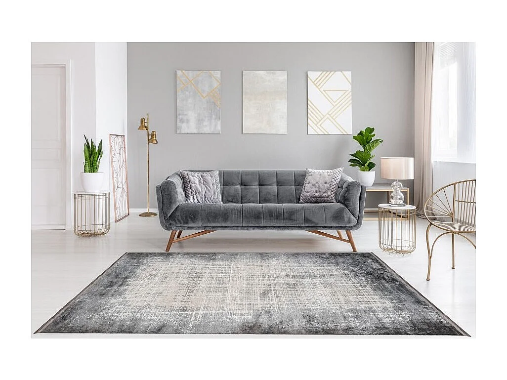 Tapis Pierre Cardin 290x200cm, design E109E coloris argent - Confort et élégance pour votre intérieur