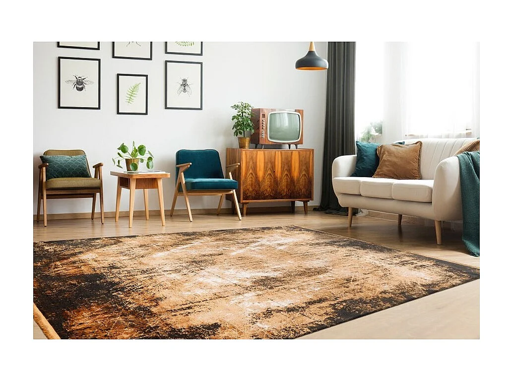 Tapis Pierre Cardin 230x160cm, design E409E coloris doré - Confort et élégance pour votre intérieur