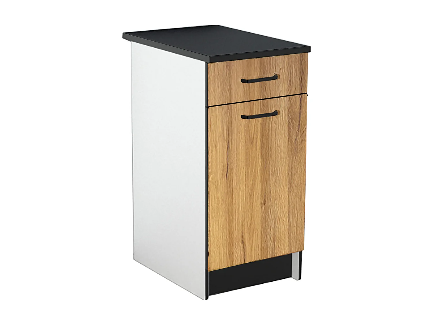 Cozinha completa com plano de trabalho 300 cm natural e preto - TRATTORIA