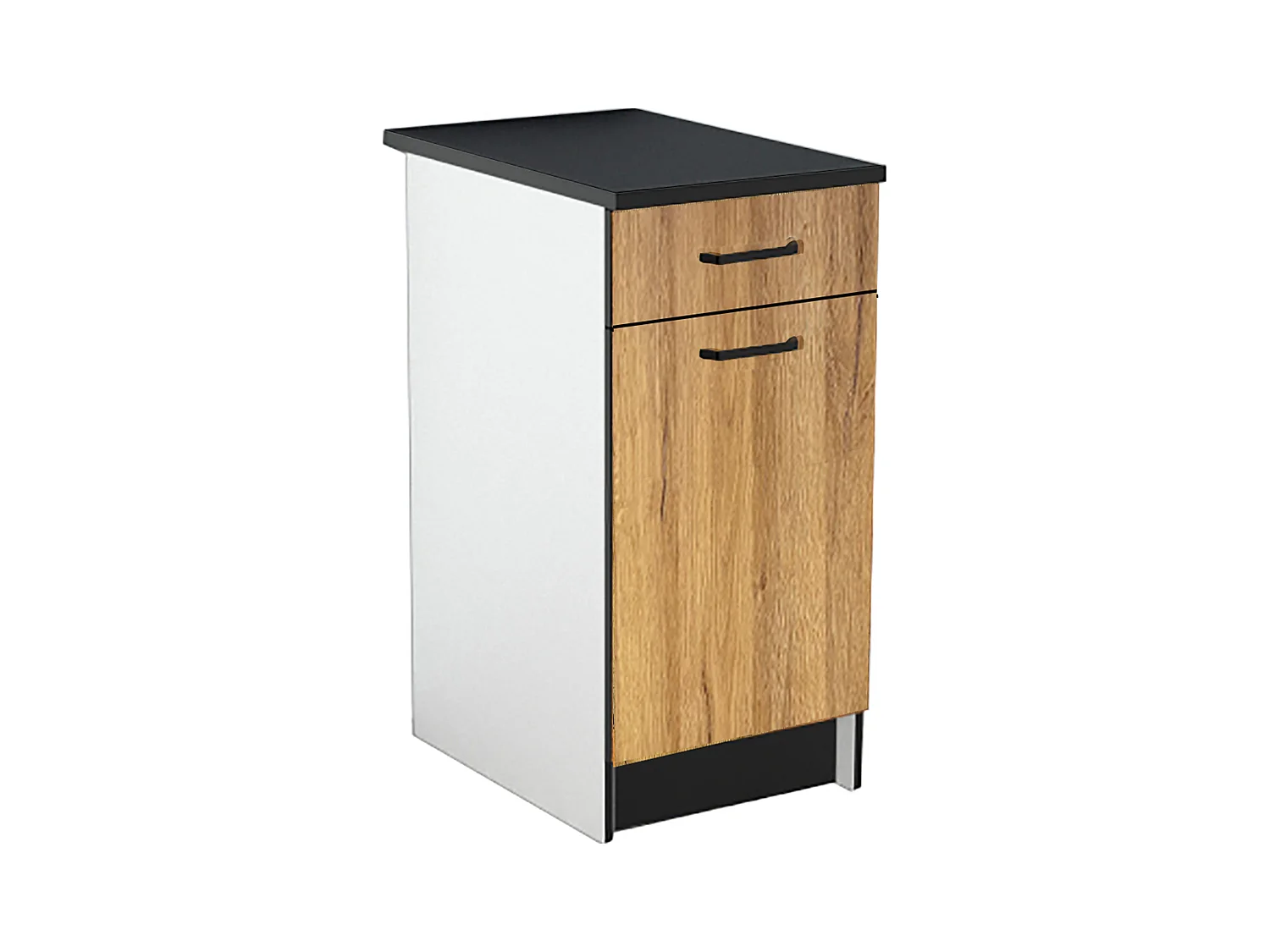 Cozinha completa com plano de trabalho 300 cm natural e preto - TRATTORIA