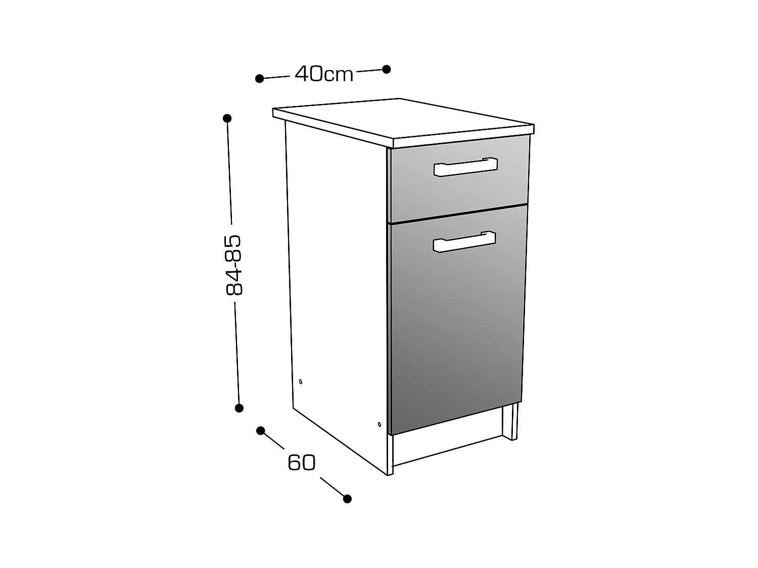 Cozinha completa com plano de trabalho 300 cm natural e preto - TRATTORIA
