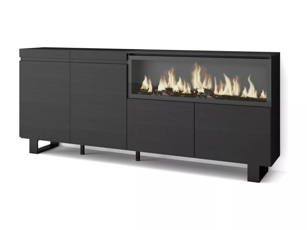 Kauf Unique Sideboard, Highboard, 210, Elektrokamin XXL, Industriedesign, Schwarz