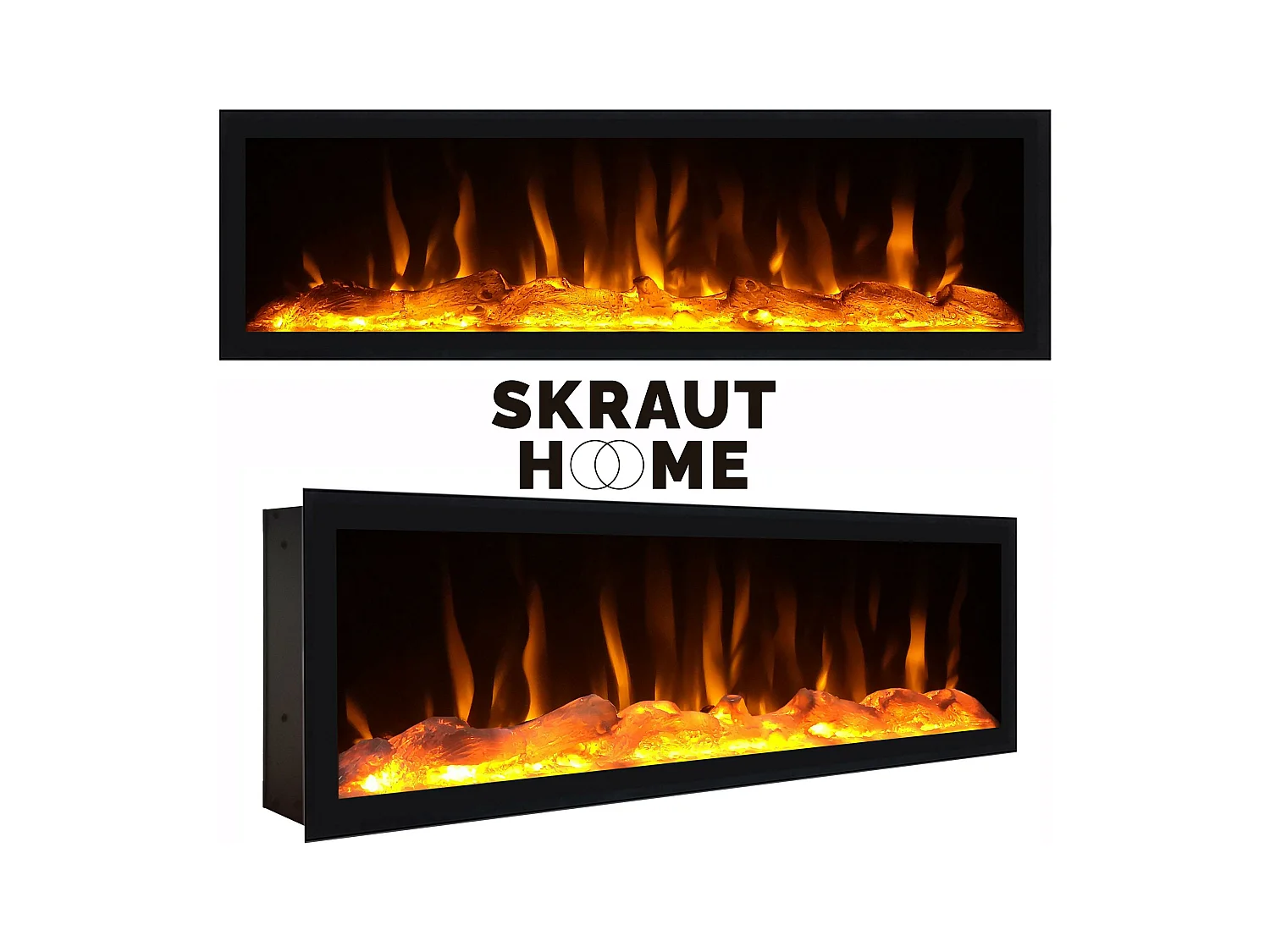 Aparadores para salón, 208x35x75cm, 4 Puertas, Chimenea eléctrica XXL, Roble