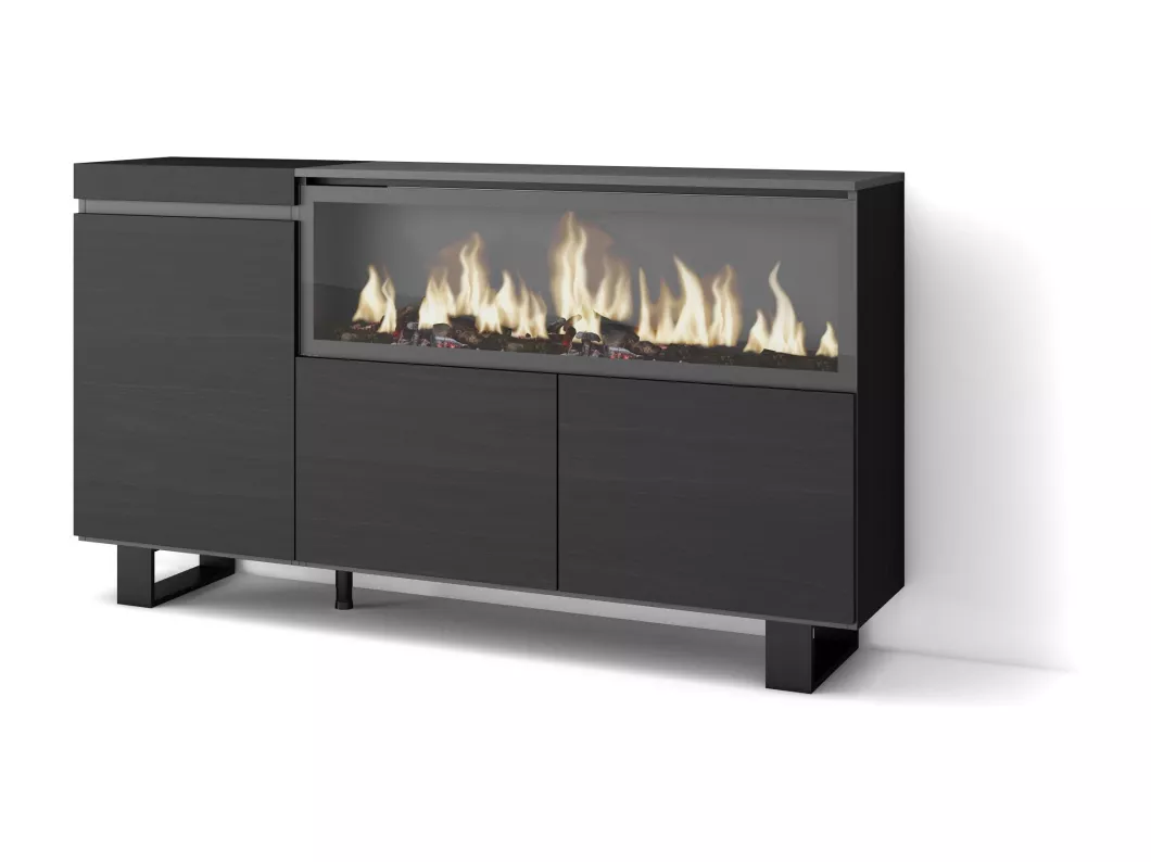 Kauf Unique Sideboard, Highboard, 160, Elektrokamin XXL, Industriedesign, Schwarz