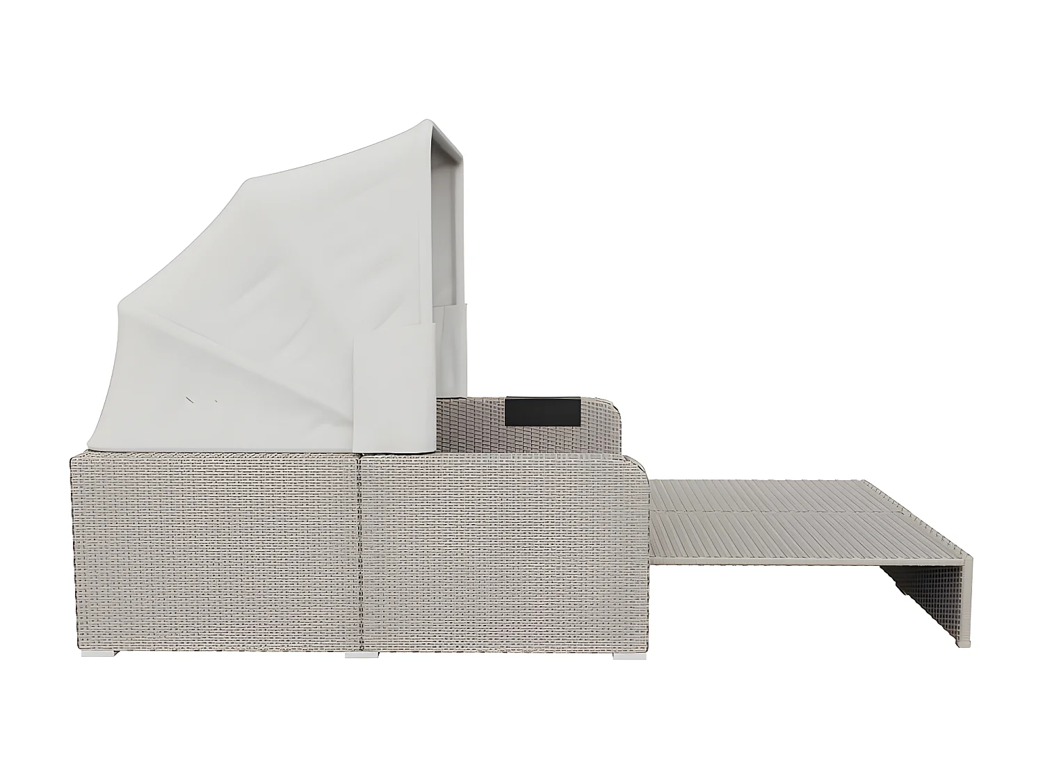 Mobiliario de jardín extensible - Sofá lounge de ratán PE con dosel ajustable - estructura de acero - Taupe