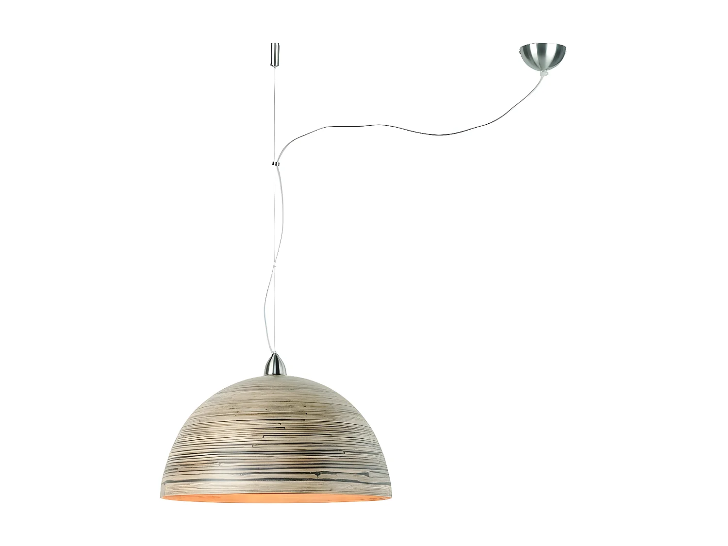 Suspension cloche en bambou blanc intérieur bois