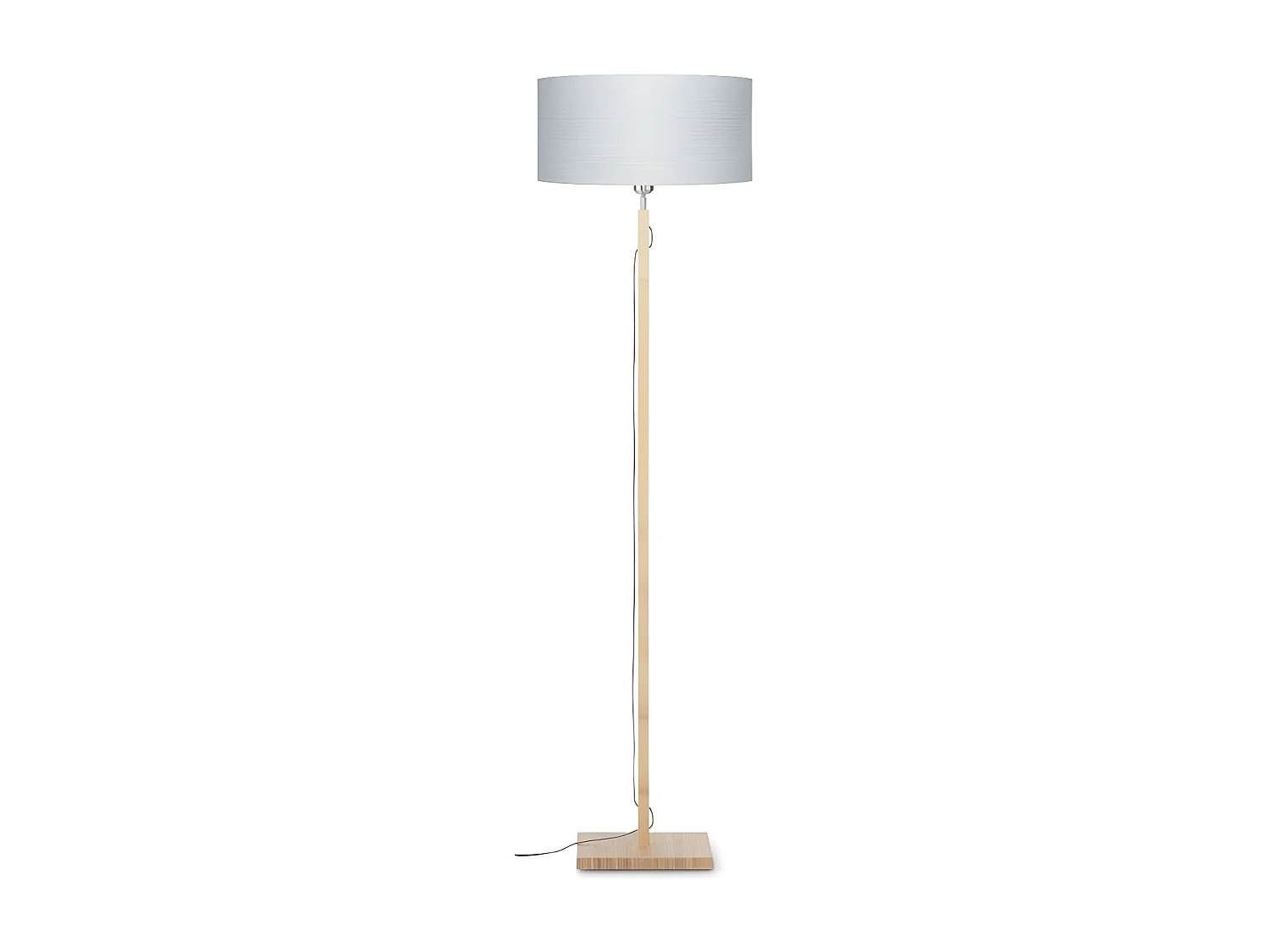 Lampadaire tige de bambou marron et abat-jour crème