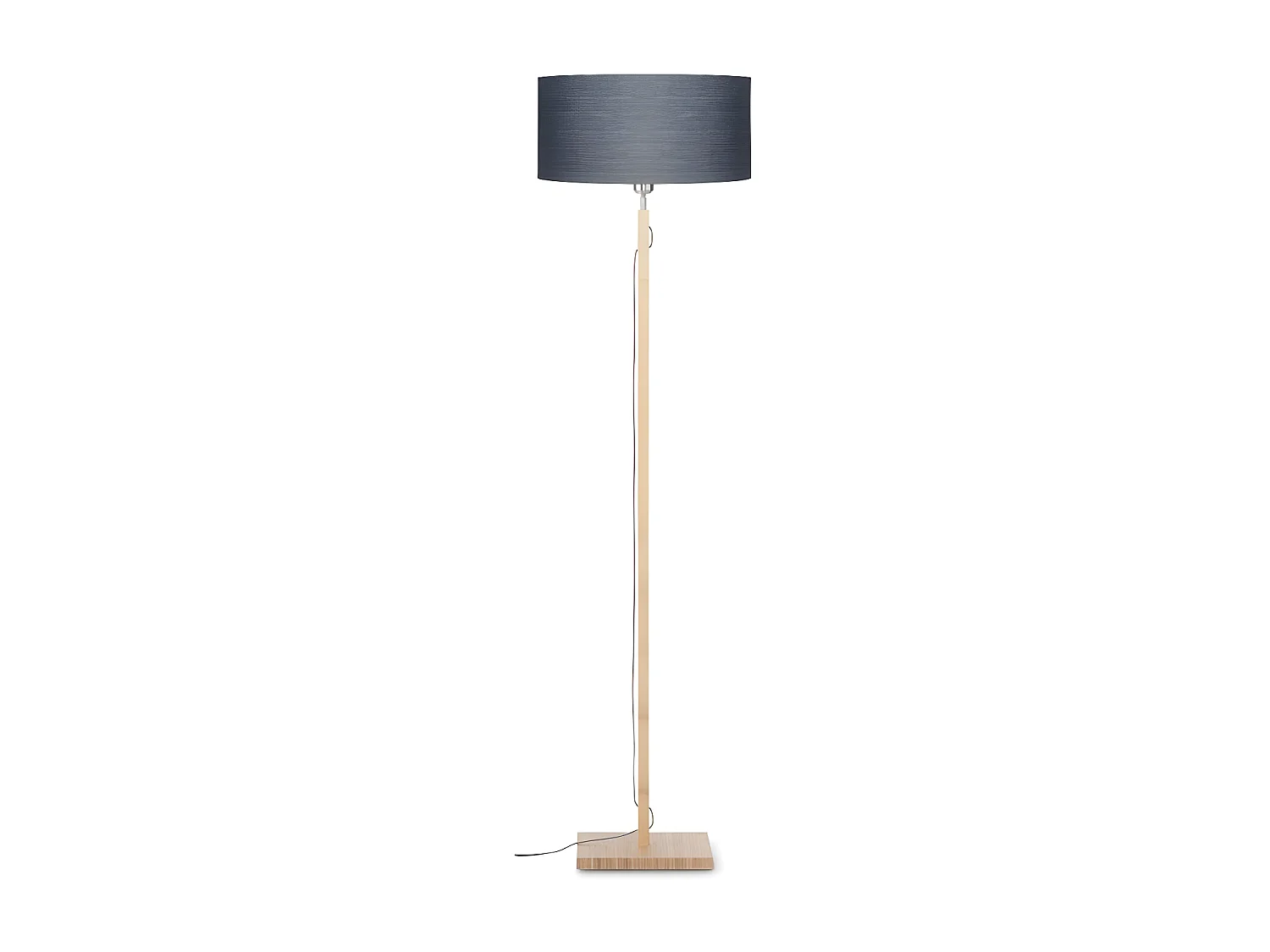 Lampadaire tige en bambou marron et abat-jour gris foncè