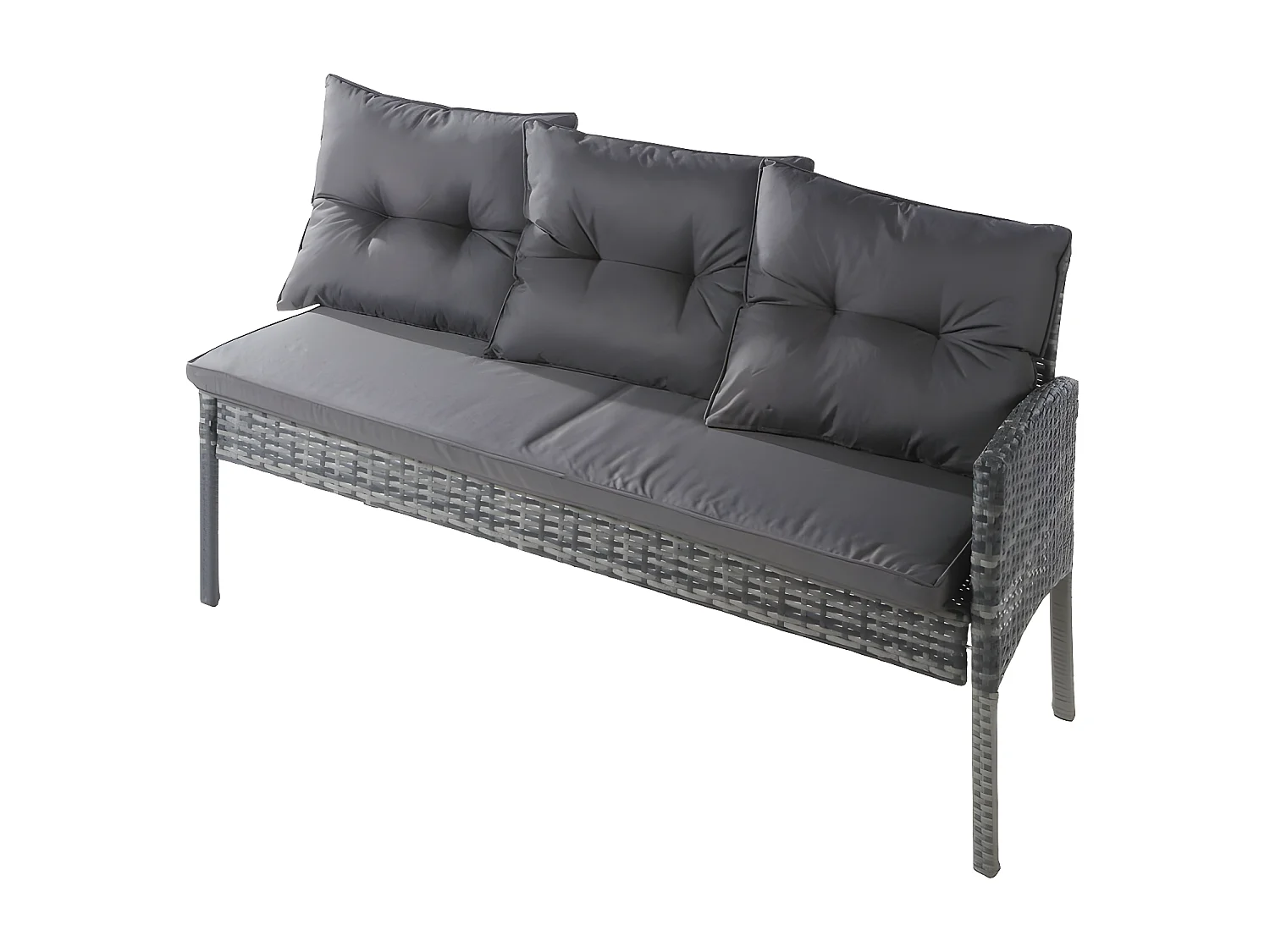 Salon de jardin 7 places en rotin PE - 2 canapés, 2 tabourets et 1 table basse - structure en acier