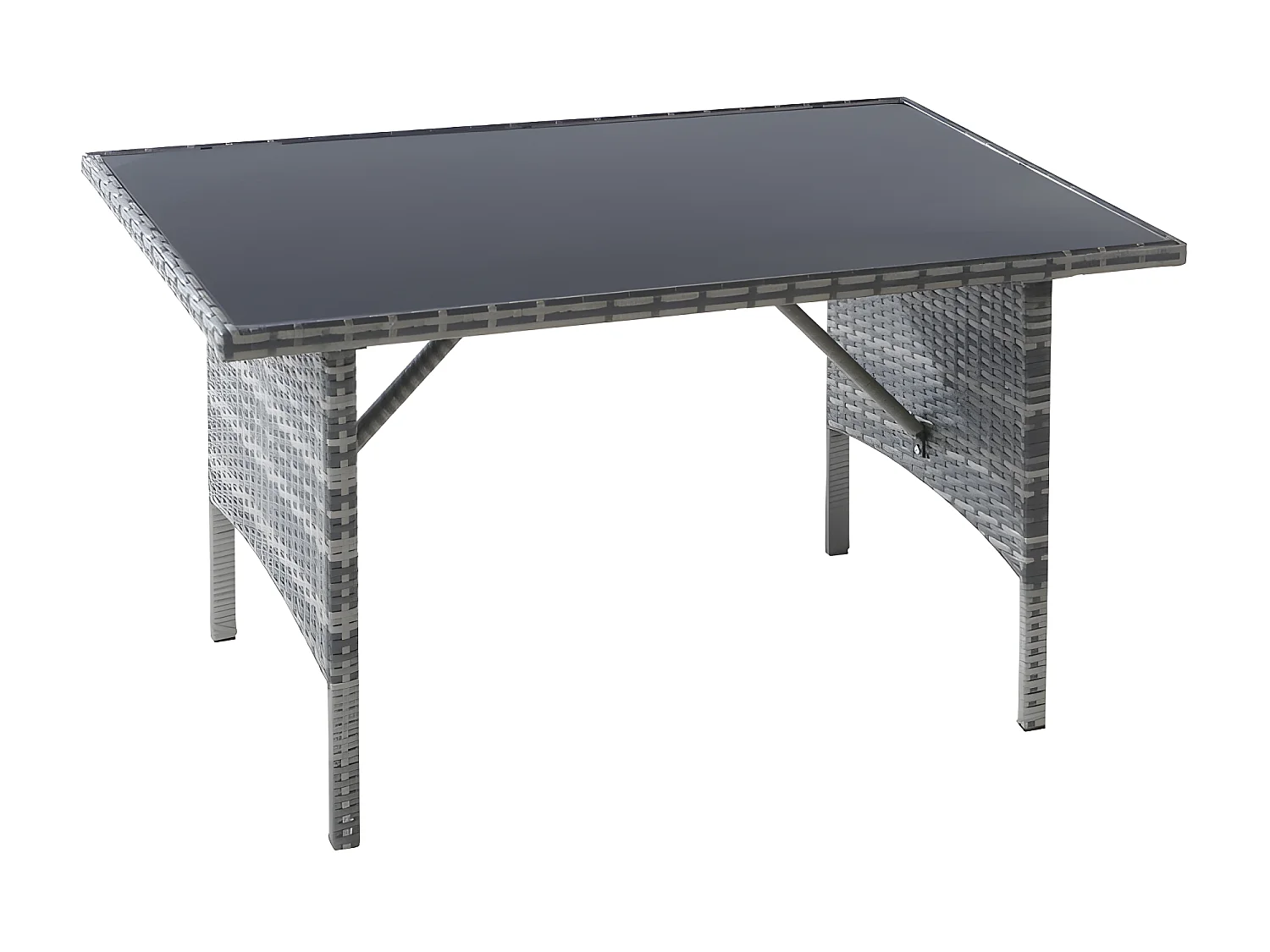 Salon de jardin 7 places en rotin PE - 2 canapés, 2 tabourets et 1 table basse - structure en acier