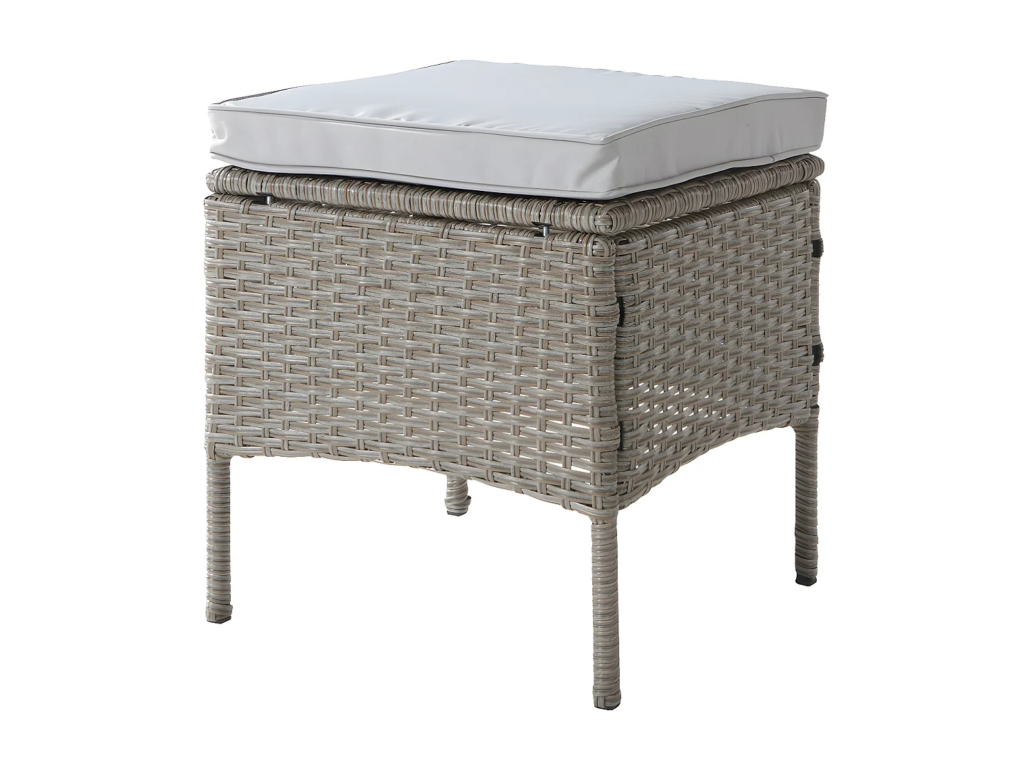 Mobile da giardino in rattan PE 7 posti - 2 divani, 2 sgabelli e 1 tavolino - struttura in acciaio - Grigio chiaro