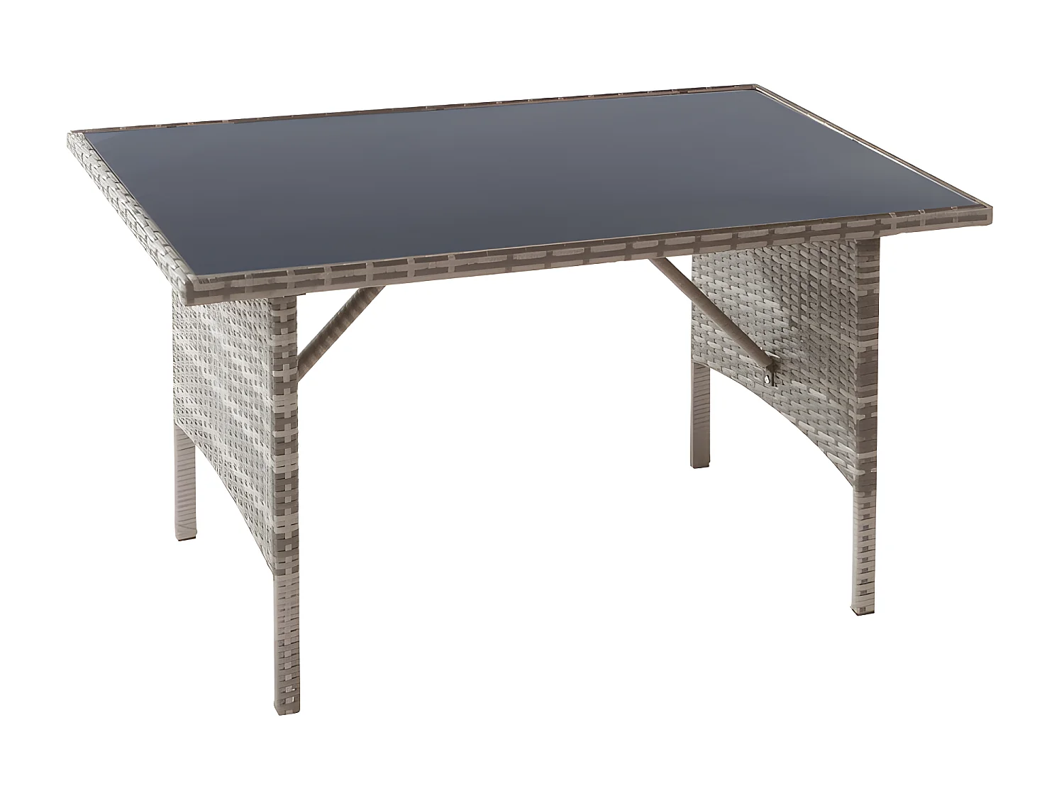 Mobile da giardino in rattan PE 7 posti - 2 divani, 2 sgabelli e 1 tavolino - struttura in acciaio - Grigio chiaro