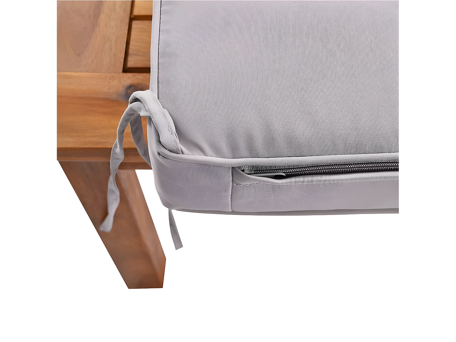 Muebles de jardín en madera de acacia y cuerda gris - 2 sofás y 1 mesa de centro - pies ajustables - Gris y Natural