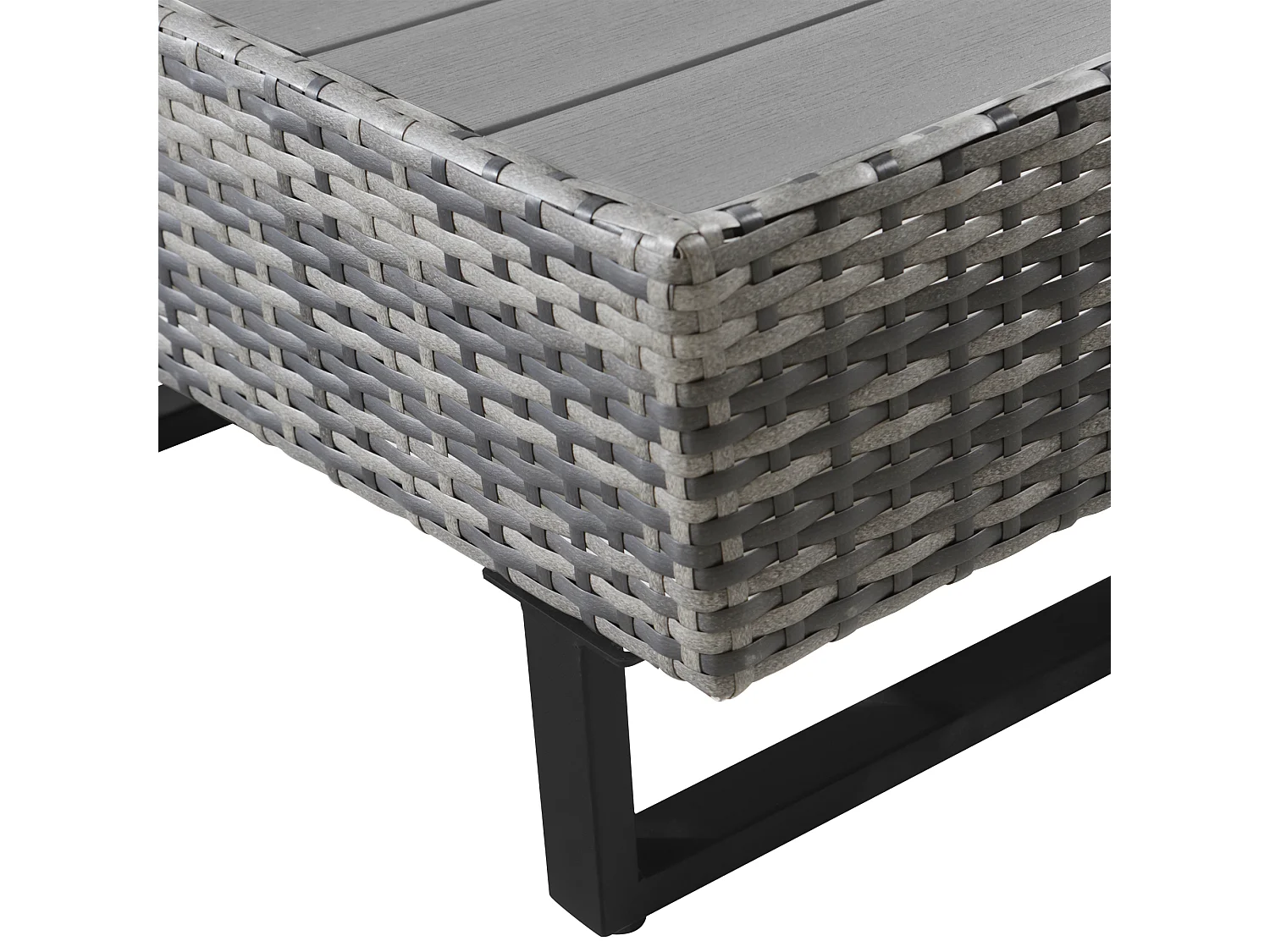 Modulair PE rotan tuinmeubel - geschikt voor 4 tot 5 personen - kunststof planken salontafel - Grijs