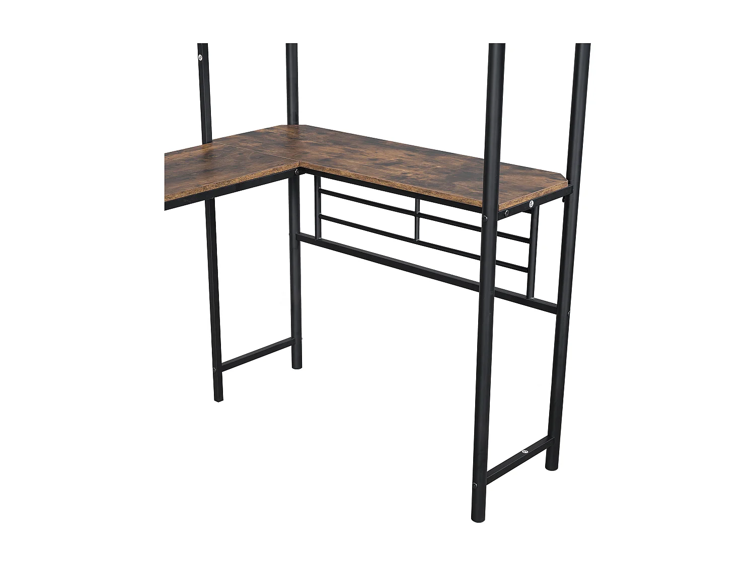 Mezzaninebed - 2 bedden 90x200 cm - 2 bureaus onder het bed - Zwart