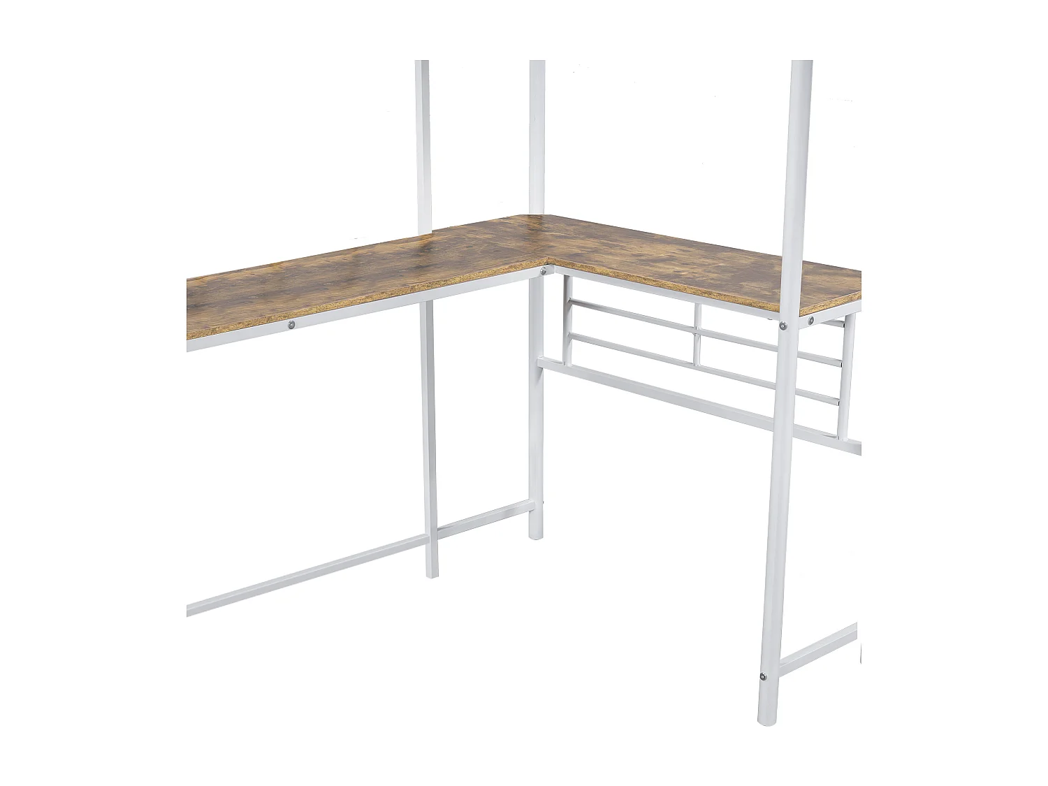 Lit mezzanine - 2 lits 90x200 cm - 2 bureaux sous le lit - Blanc