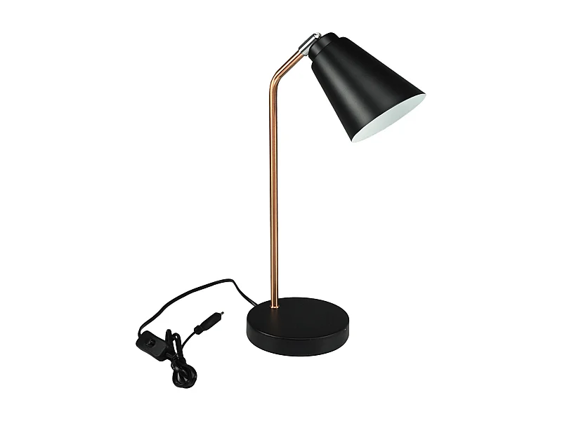 Lampada da tavolo in metallo nero, abat jour mod. Brooke