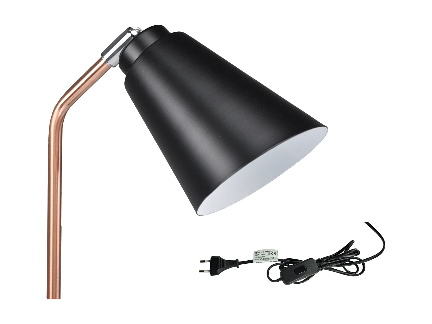 Lampada da tavolo in metallo nero, abat jour mod. Brooke