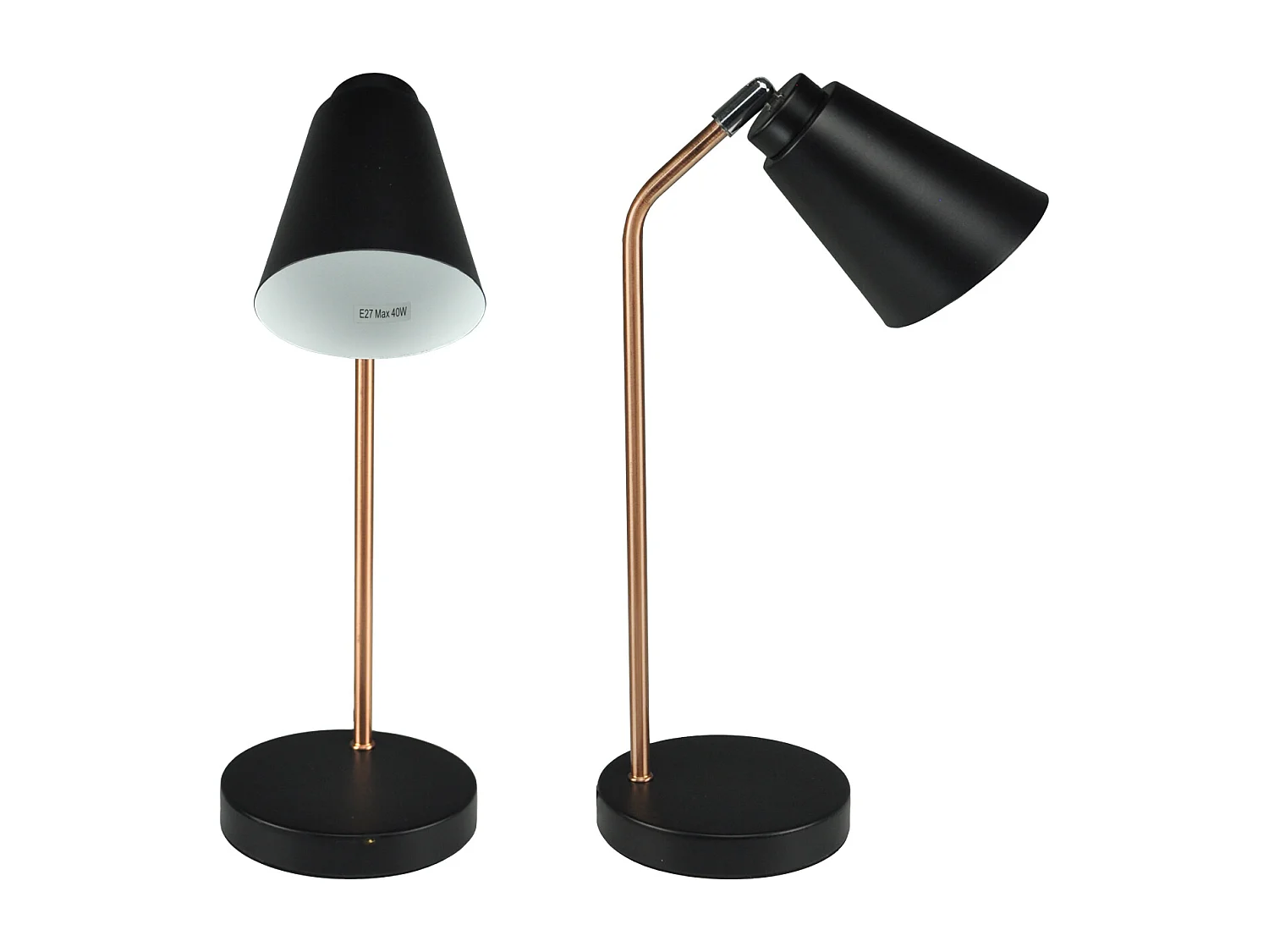 Lampada da tavolo in metallo nero, abat jour mod. Brooke