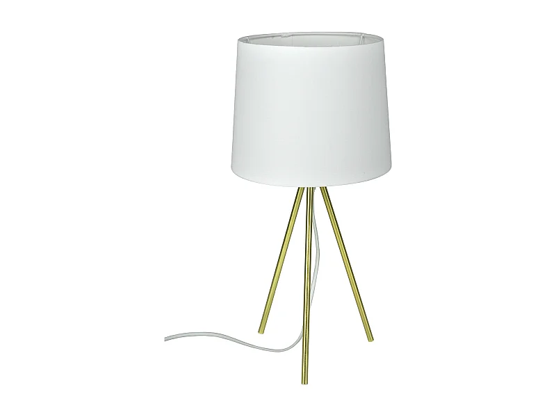 Lampada da tavolo con treppiede in metallo dorato, abat jour mod. Michelle