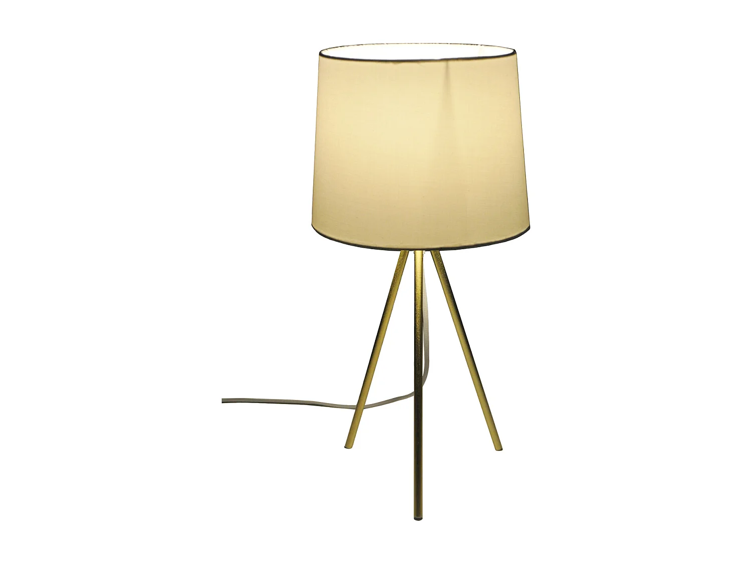 Lampada da tavolo con treppiede in metallo dorato, abat jour mod. Michelle
