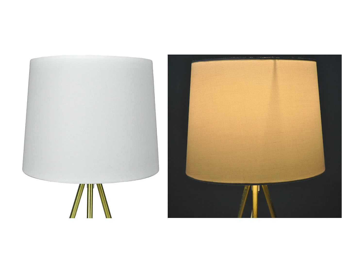 Lampada da tavolo con treppiede in metallo dorato, abat jour mod. Michelle