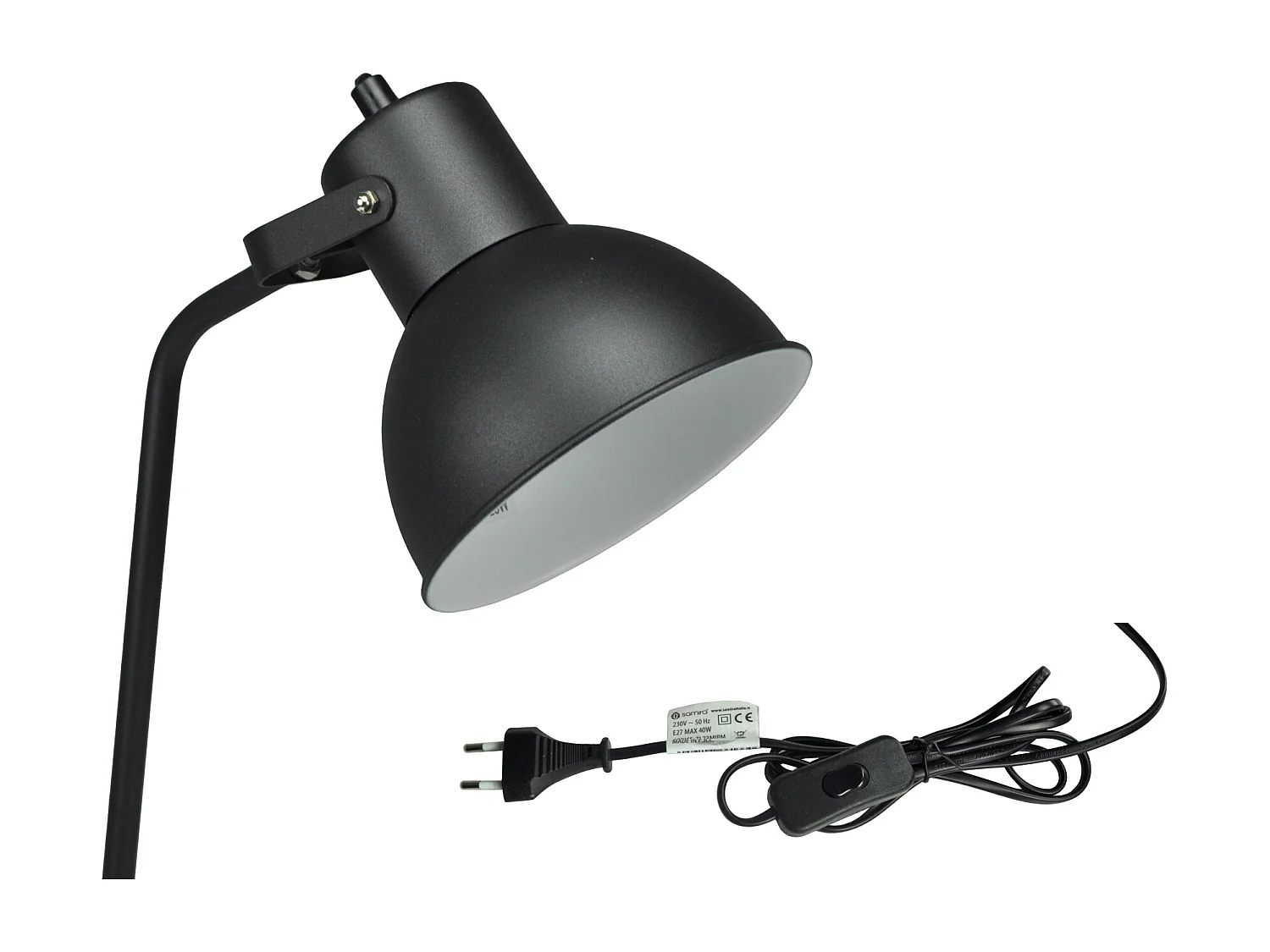 Lampada da tavolo in metallo nero, Abat jour mod. Manhattan