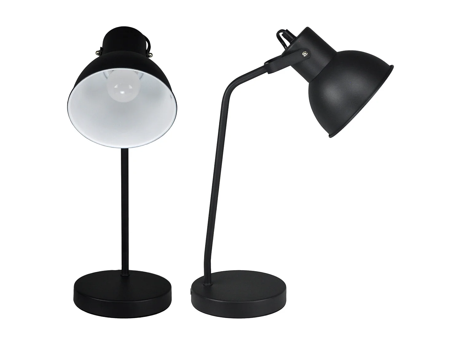 Lampada da tavolo in metallo nero, Abat jour mod. Manhattan