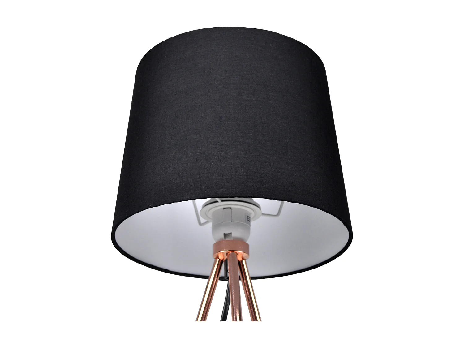 Lampada da tavolo con treppiede in metallo color oro rosa, abat jour mod. Michelle