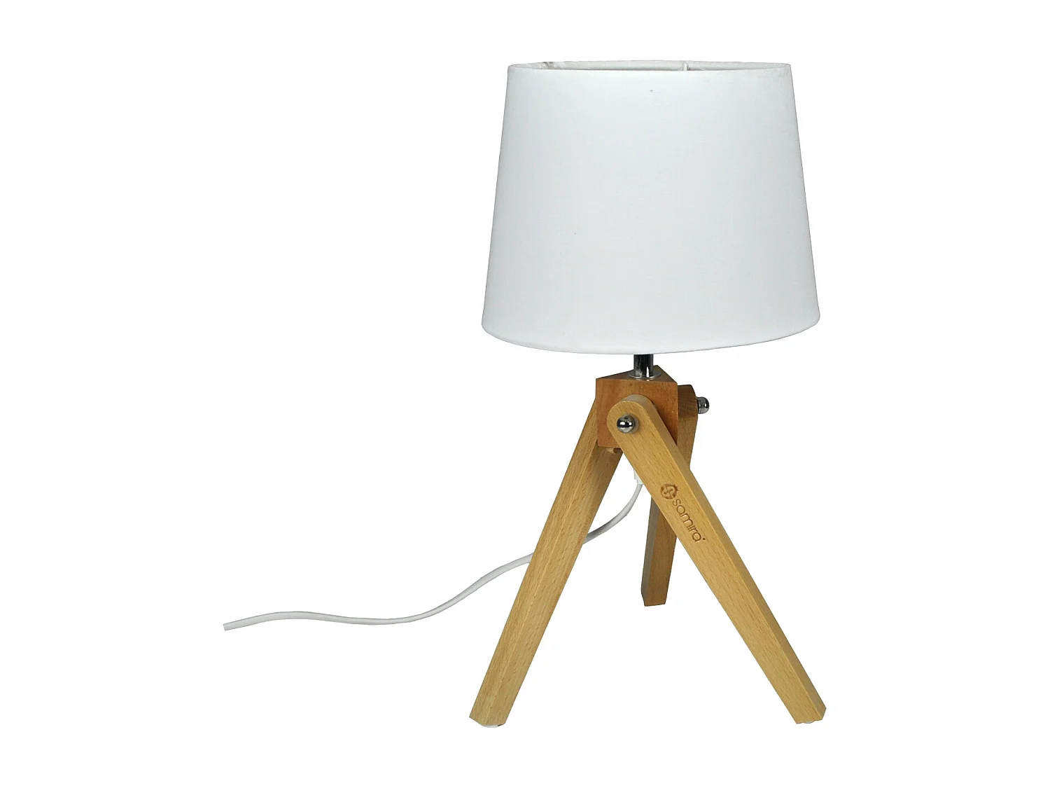Lampada da tavolo con treppiede in legno, Abat jour mod. Aisha