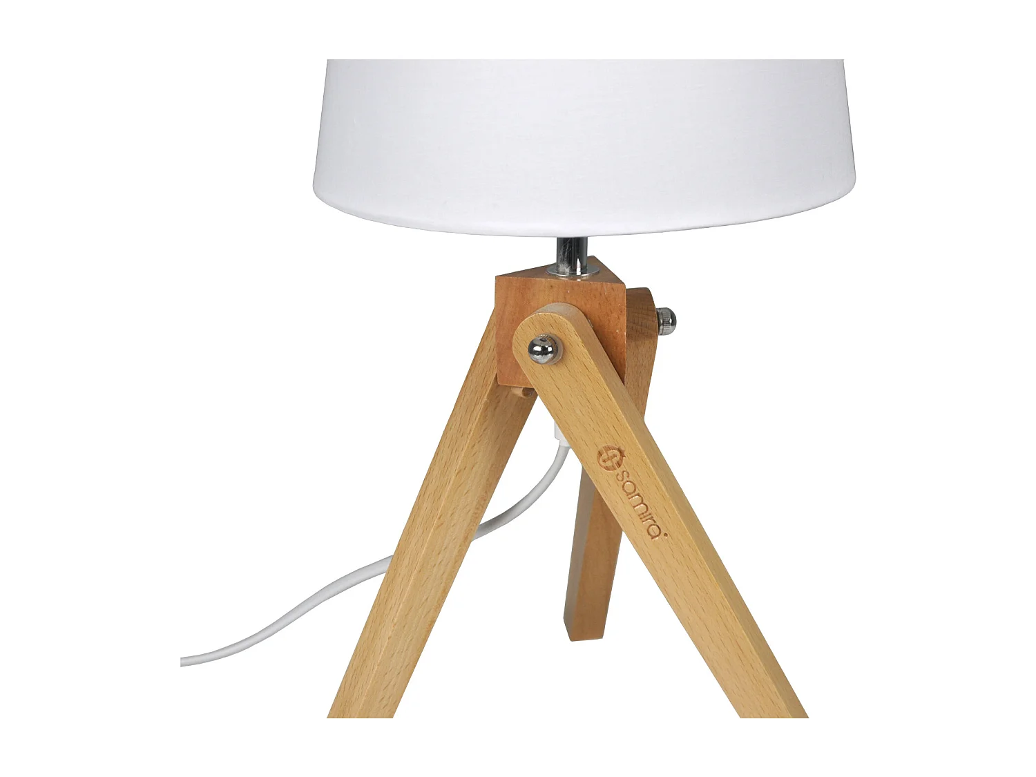 Lampada da tavolo con treppiede in legno, Abat jour mod. Aisha