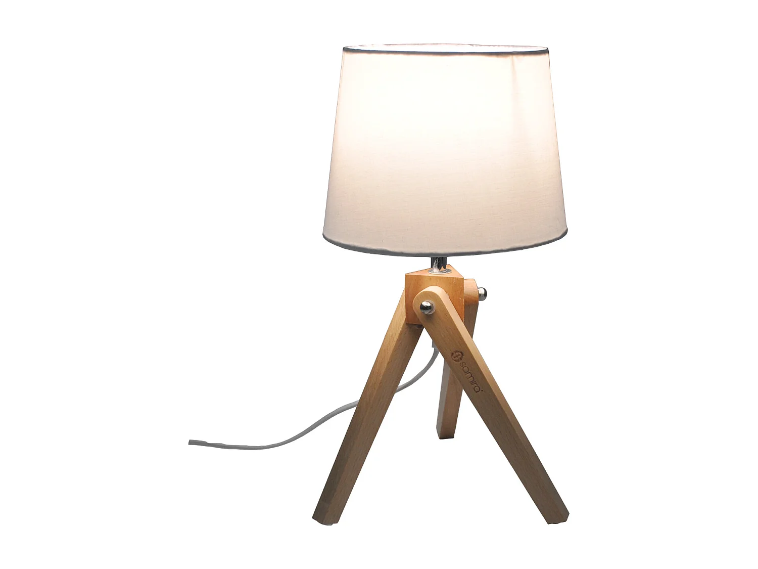 Lampada da tavolo con treppiede in legno, Abat jour mod. Aisha