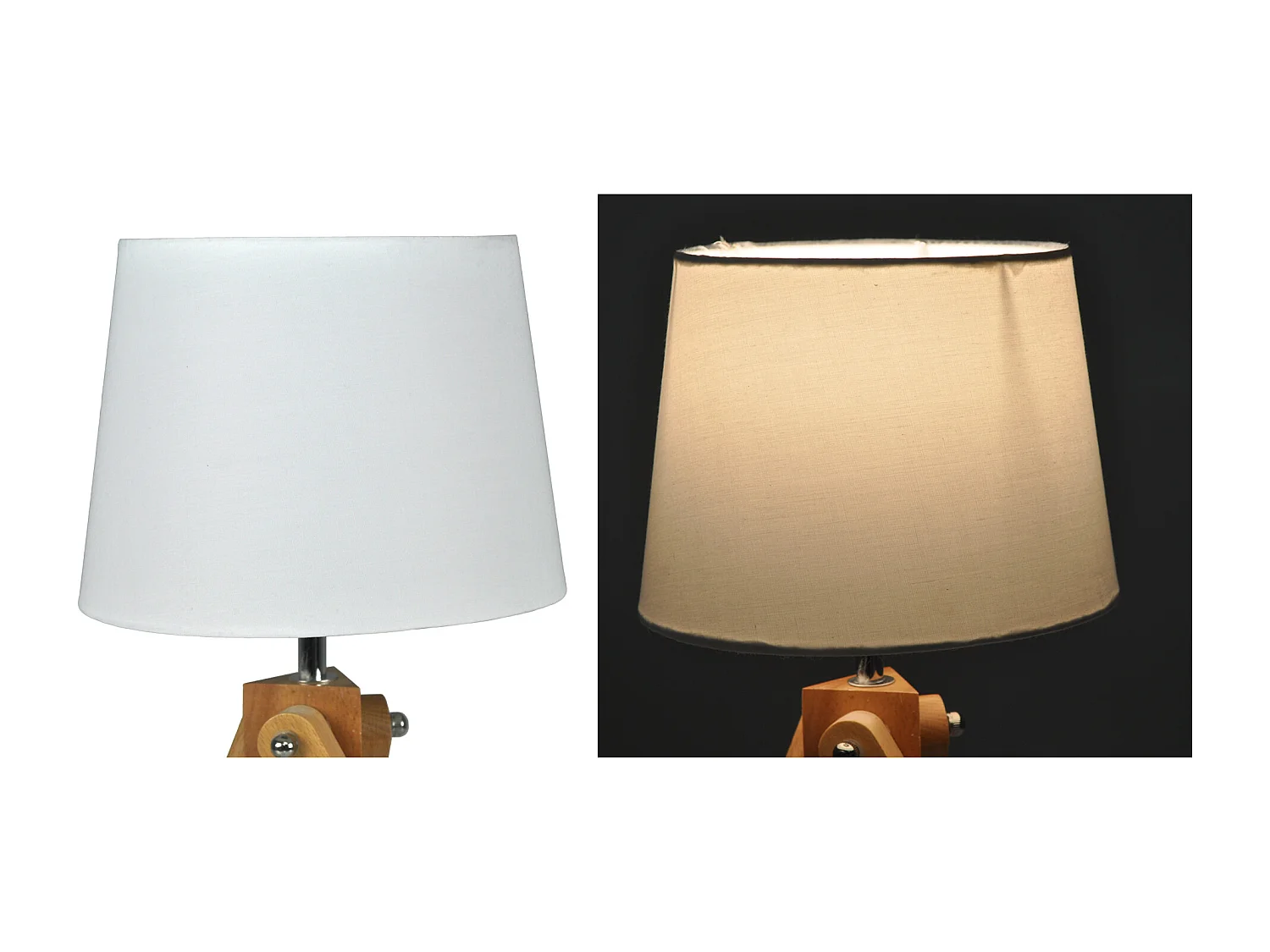 Lampada da tavolo con treppiede in legno, Abat jour mod. Aisha