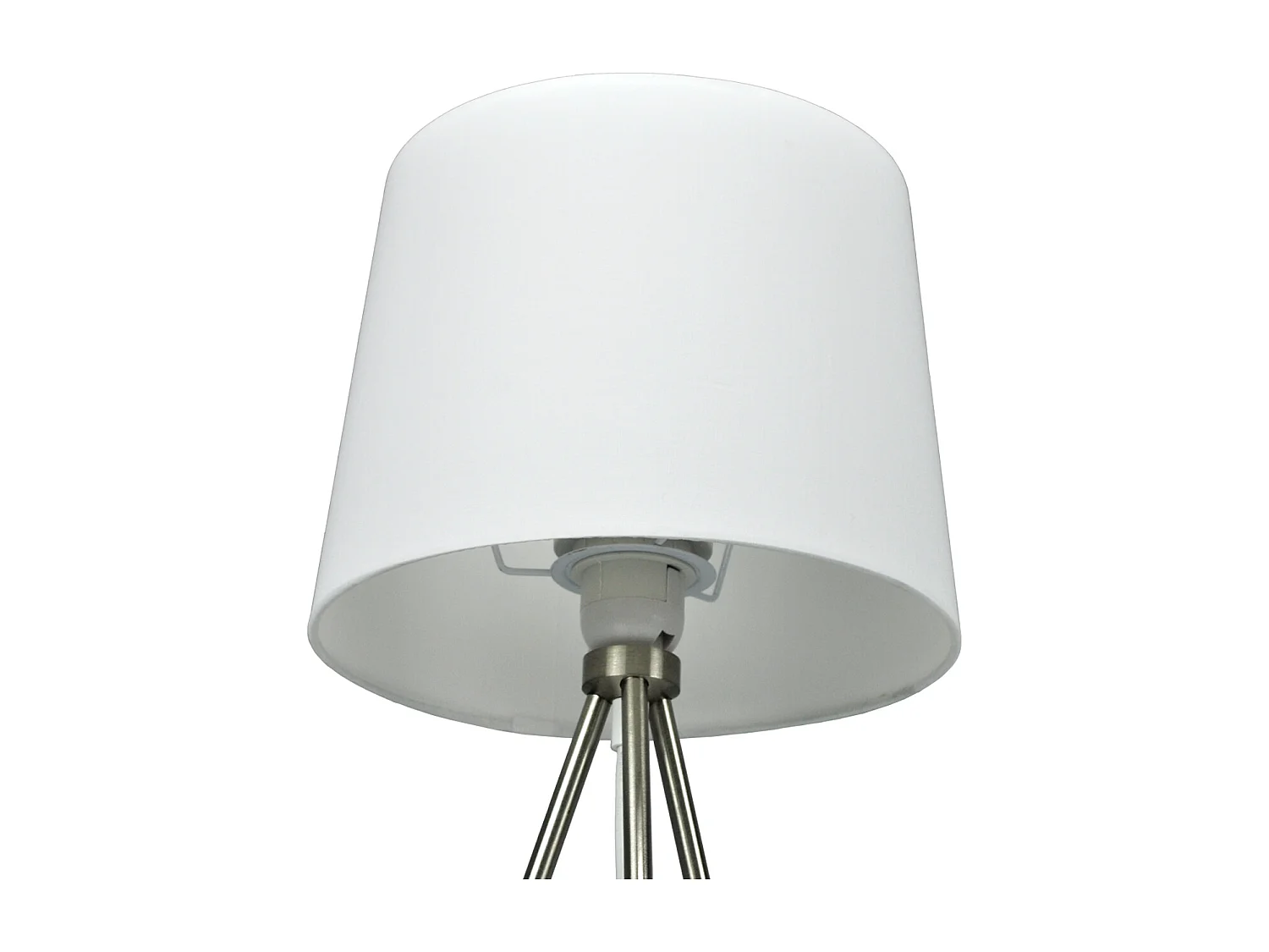 Lampada da tavolo con treppiede in metallo argentato, abat jour mod. Michelle