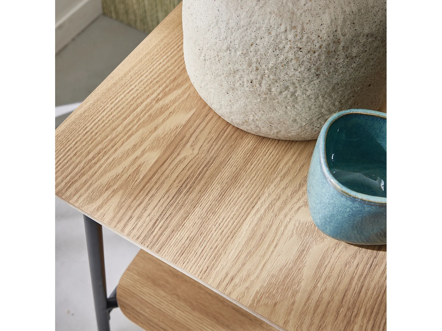 Mesita de noche con decoración de madera, set de 2 natural