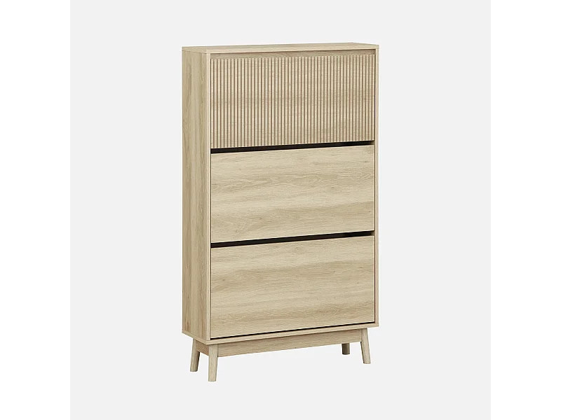 Mueble para zapatos de color nogal con 3 puertas natural