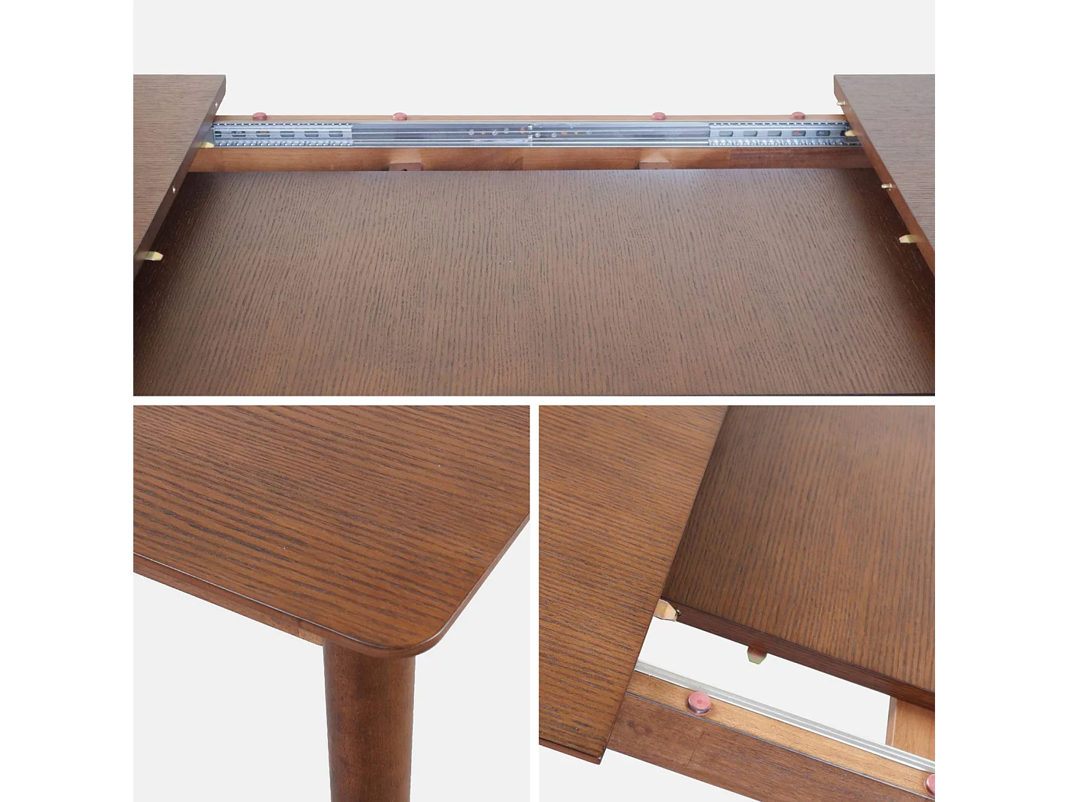 Mesa de comedor rectangular extensible de 6-8 plazas nogal