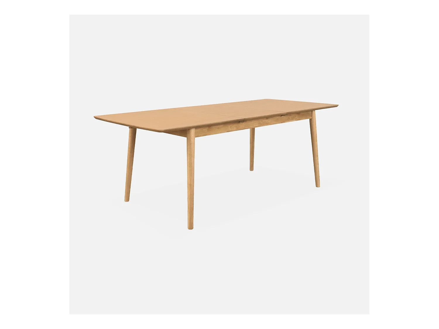 Table à manger extensible naturelle rectangulaire Lina 6 à 8 places. 160 à 210cm