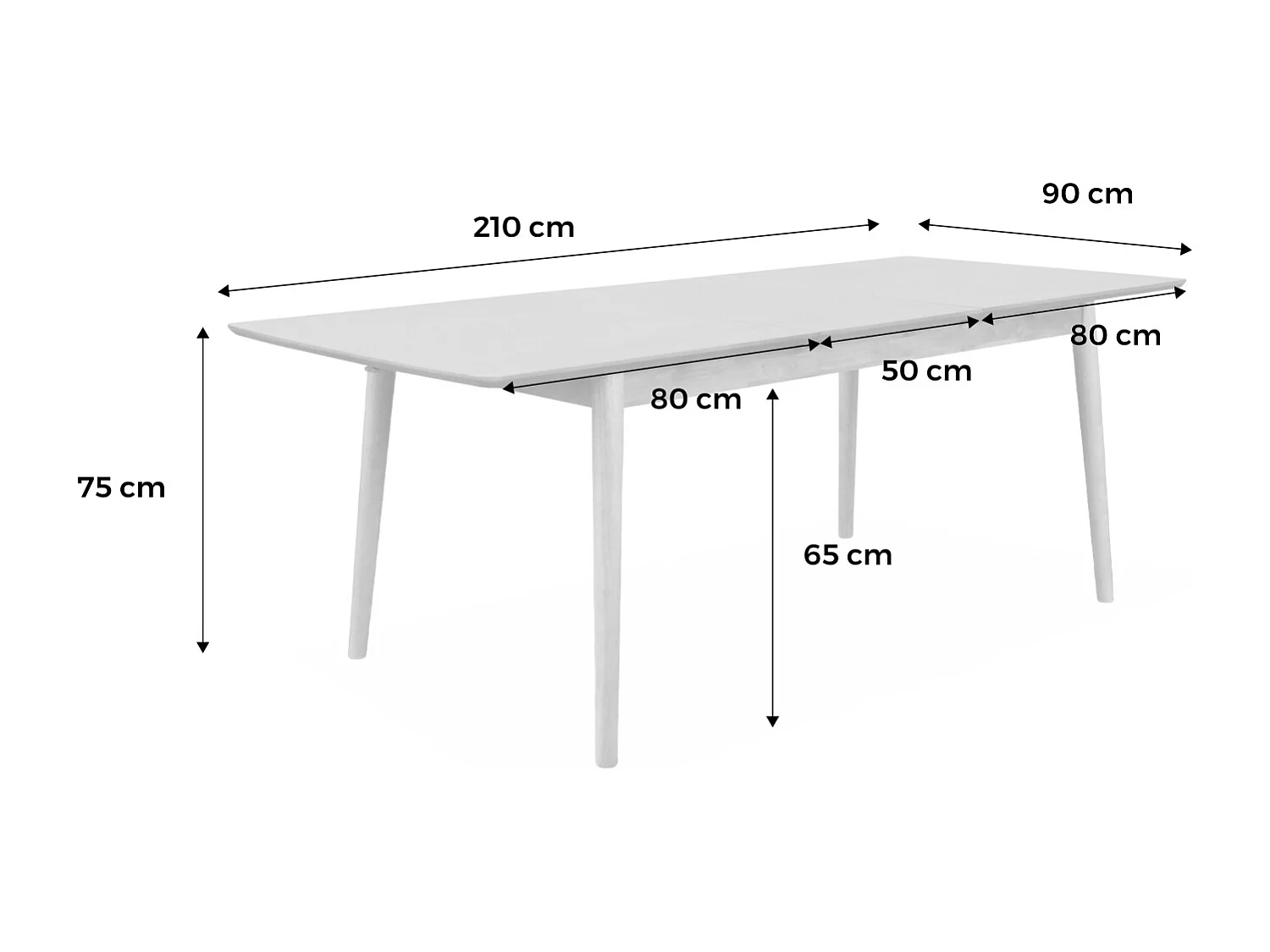 Mesa de comedor rectangular extensible de 6-8 plazas natural