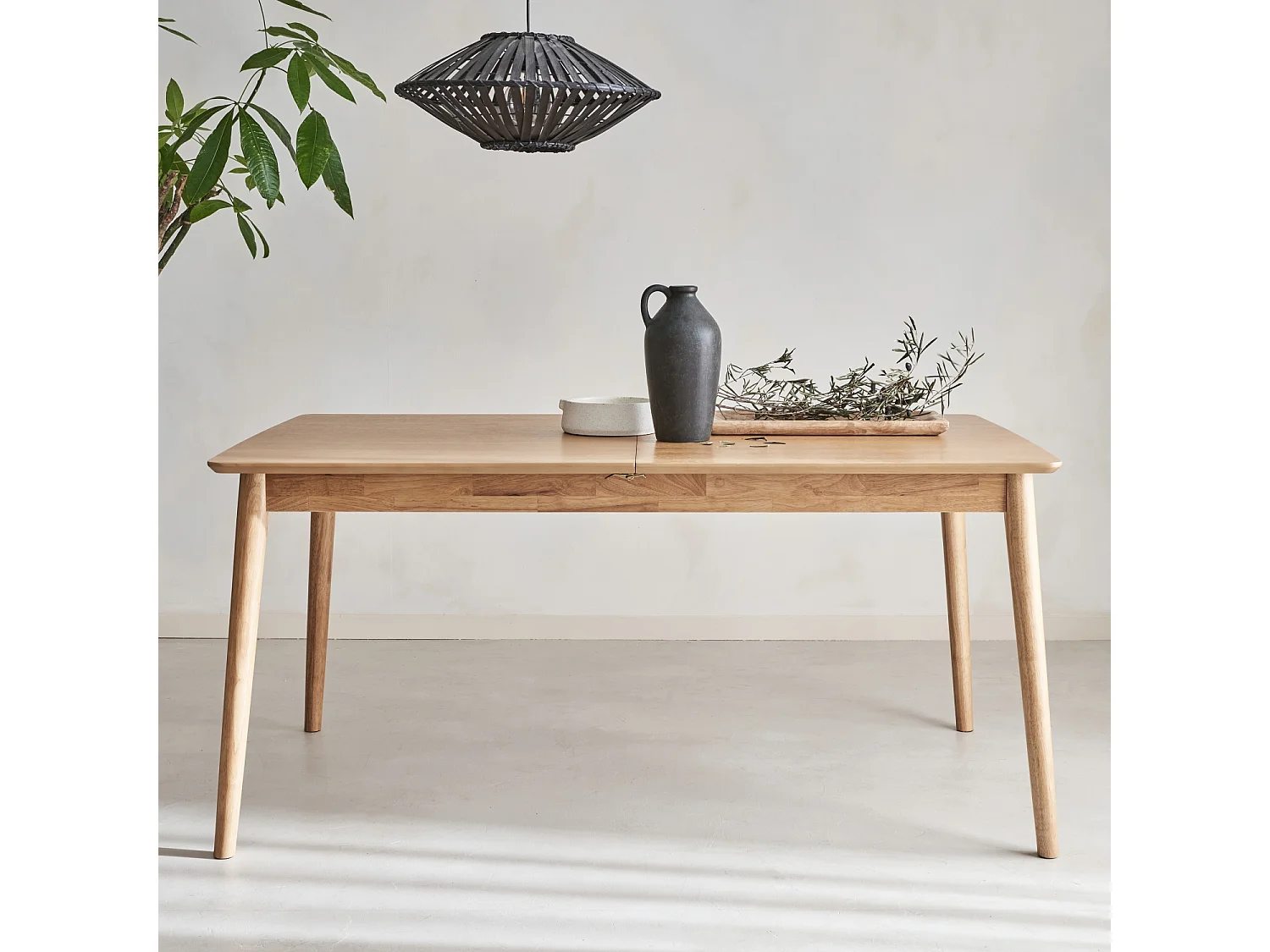 Mesa de comedor rectangular extensible de 6-8 plazas natural